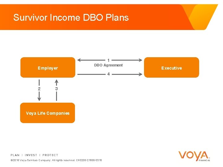 Survivor Income DBO Plans 1 Employer DBO Agreement 4 2 3 Voya Life Companies