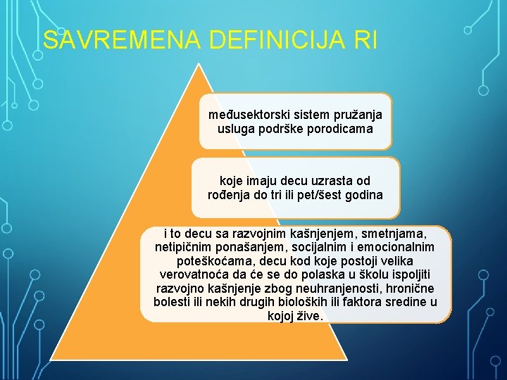 SAVREMENA DEFINICIJA RI međusektorski sistem pružanja usluga podrške porodicama koje imaju decu uzrasta od