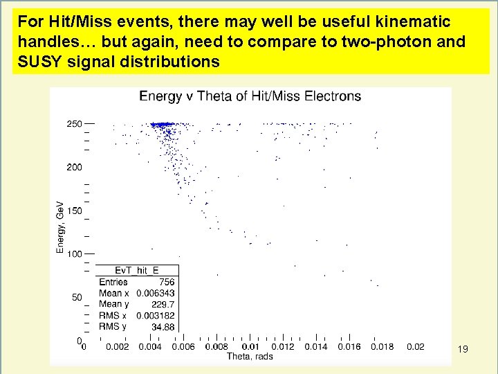 For Hit/Miss events, there may well be useful kinematic handles… but again, need to