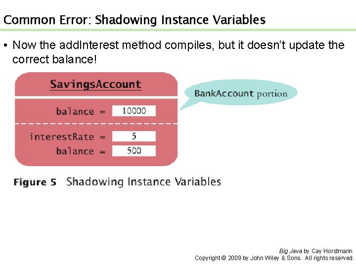Common Error: Shadowing Instance Variables • Now the add. Interest method compiles, but it Common Error: Shadowing Instance Variables • Now the add. Interest method compiles, but it