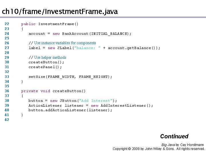 ch 10/frame/Investment. Frame. java 22 23 24 25 26 27 28 29 30 31 ch 10/frame/Investment. Frame. java 22 23 24 25 26 27 28 29 30 31