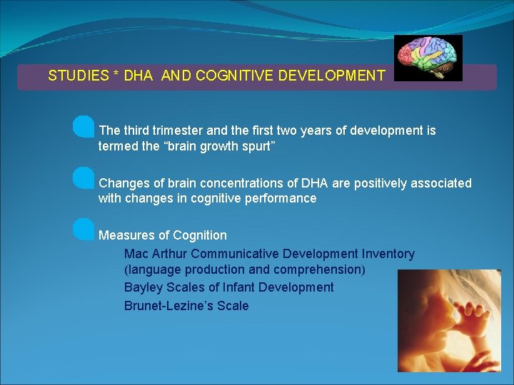 STUDIES * DHA AND COGNITIVE DEVELOPMENT The third trimester and the first two years