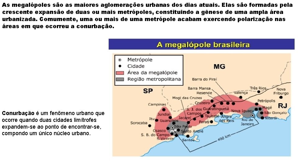 As megalópoles são as maiores aglomerações urbanas dos dias atuais. Elas são formadas pela