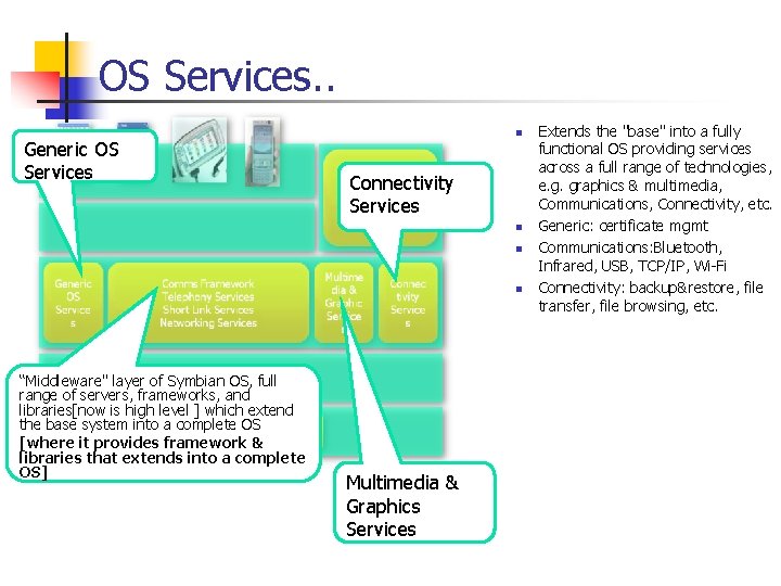 OS Services. . Generic OS Services n Connectivity Services n n n “Middleware" layer