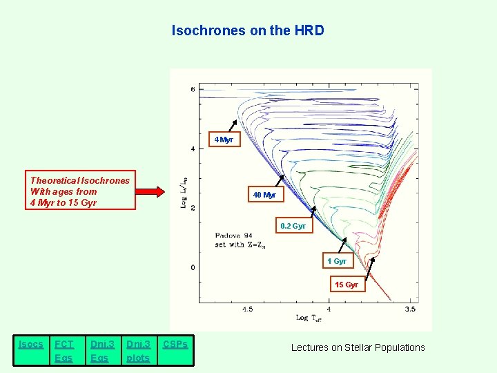 Isochrones on the HRD 4 Myr Theoretical Isochrones With ages from 4 Myr to Isochrones on the HRD 4 Myr Theoretical Isochrones With ages from 4 Myr to