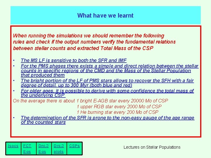 What have we learnt When running the simulations we should remember the following rules What have we learnt When running the simulations we should remember the following rules