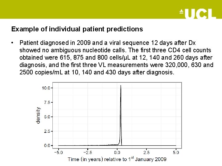 Example of individual patient predictions • Patient diagnosed in 2009 and a viral sequence