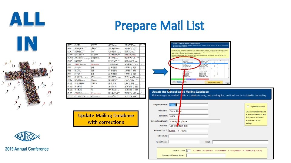 Prepare Mail List Update Mailing Database with corrections 