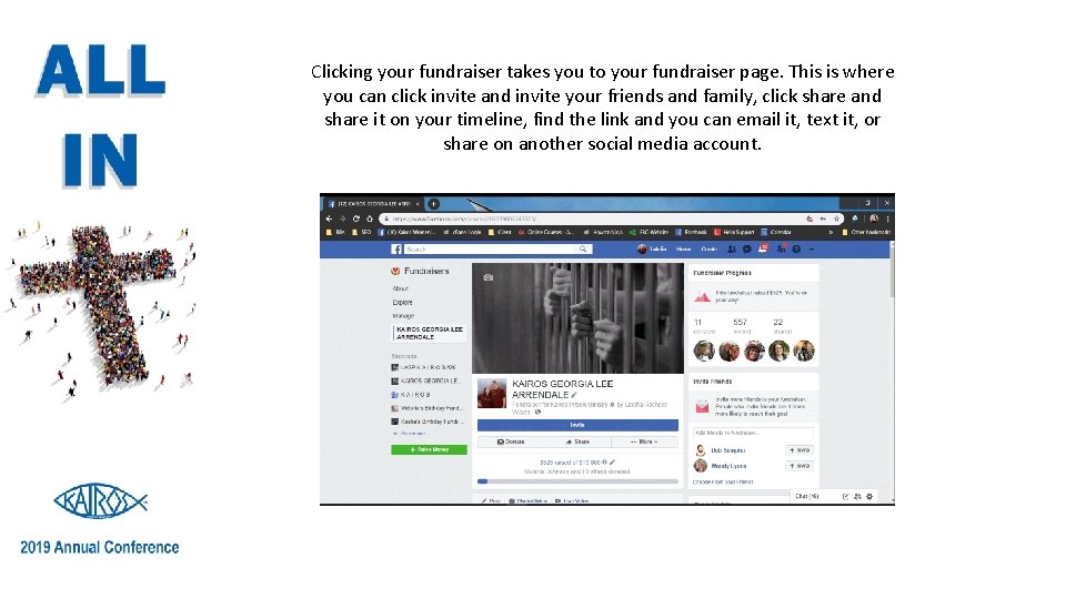 Clicking your fundraiser takes you to your fundraiser page. This is where you can