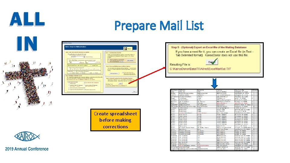 Prepare Mail List Create spreadsheet before making corrections 