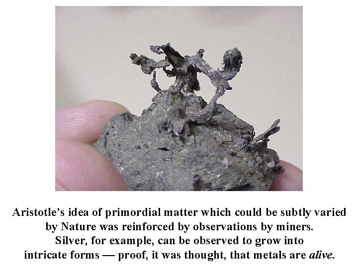 Aristotle’s idea of primordial matter which could be subtly varied by Nature was reinforced