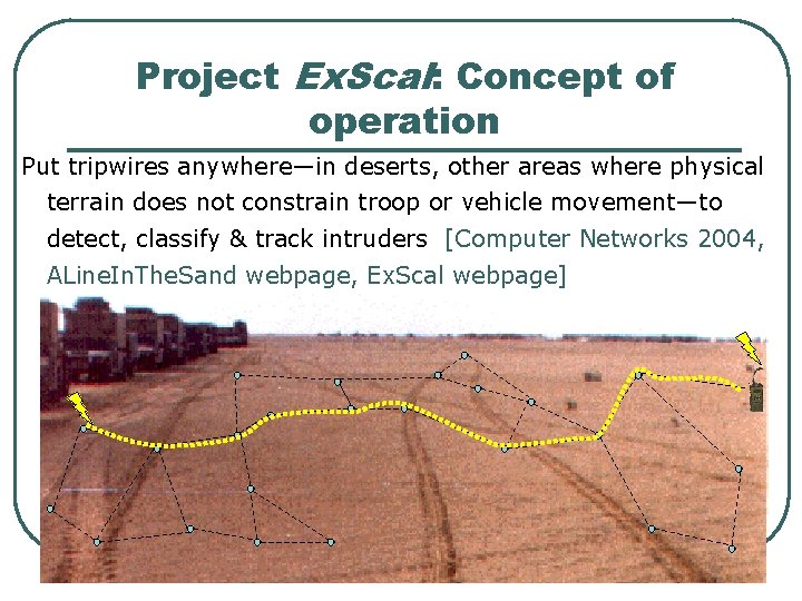 Project Ex. Scal: Concept of operation Put tripwires anywhere—in deserts, other areas where physical