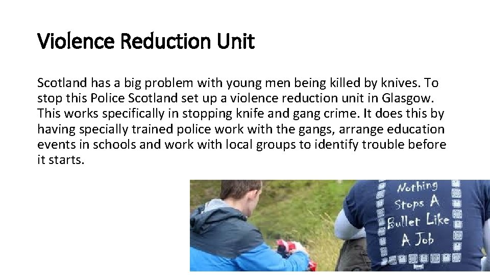 Violence Reduction Unit Scotland has a big problem with young men being killed by