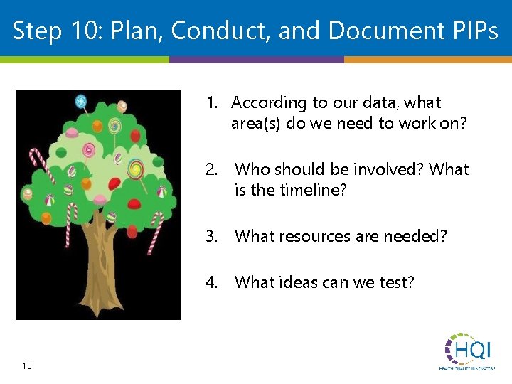 Step 10: Plan, Conduct, and Document PIPs 1. According to our data, what area(s)