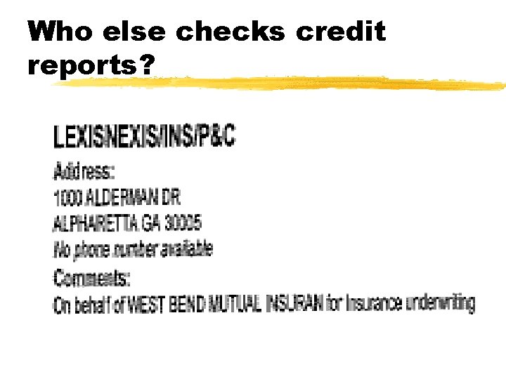 Who else checks credit reports? 