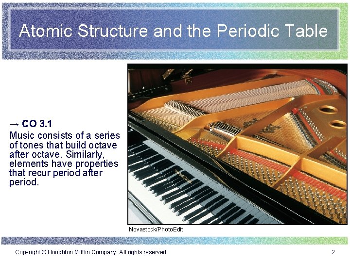 Atomic Structure and the Periodic Table → CO 3. 1 Music consists of a Atomic Structure and the Periodic Table → CO 3. 1 Music consists of a