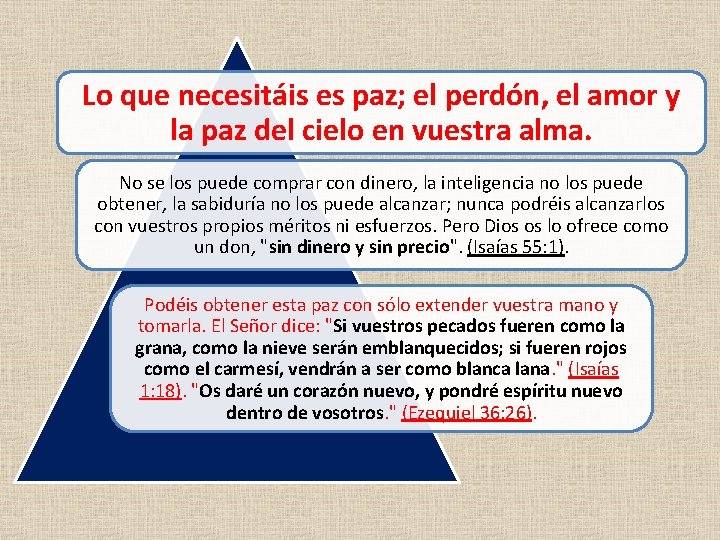 Lo que necesitáis es paz; el perdón, el amor y la paz del cielo