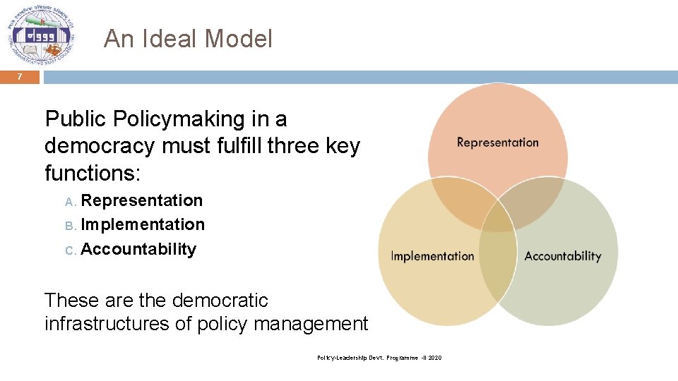 An Ideal Model 7 Public Policymaking in a democracy must fulfill three key functions: