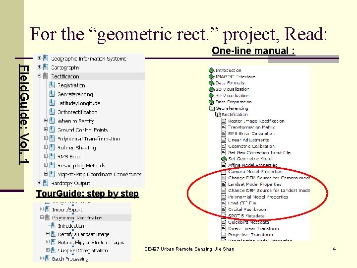 For the “geometric rect. ” project, Read: One-line manual : Field. Guide: Vol. 1