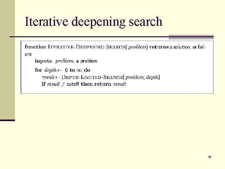 Iterative deepening search 47 