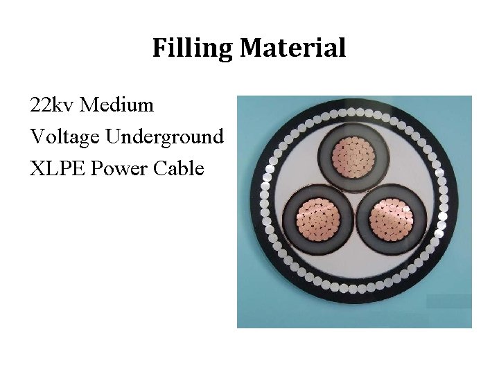 Filling Material 22 kv Medium Voltage Underground XLPE Power Cable 