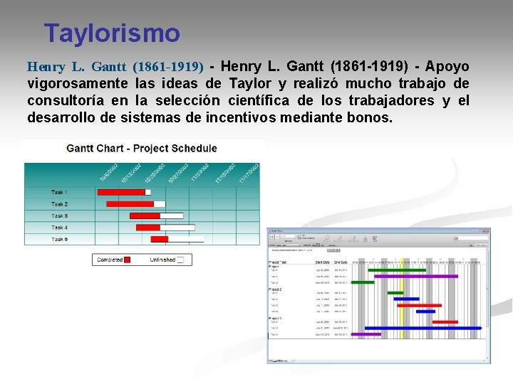 Taylorismo Henry L. Gantt (1861 -1919) - Apoyo vigorosamente las ideas de Taylor y