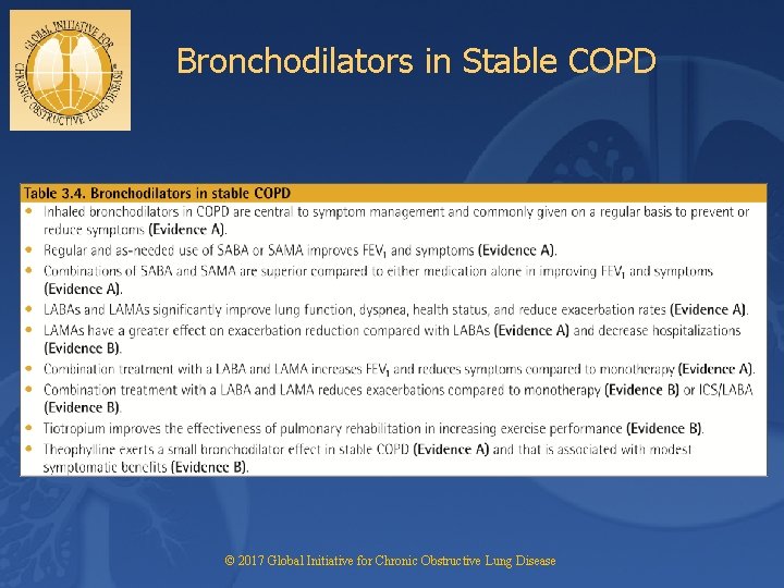 Bronchodilators in Stable COPD © 2017 Global Initiative for Chronic Obstructive Lung Disease 