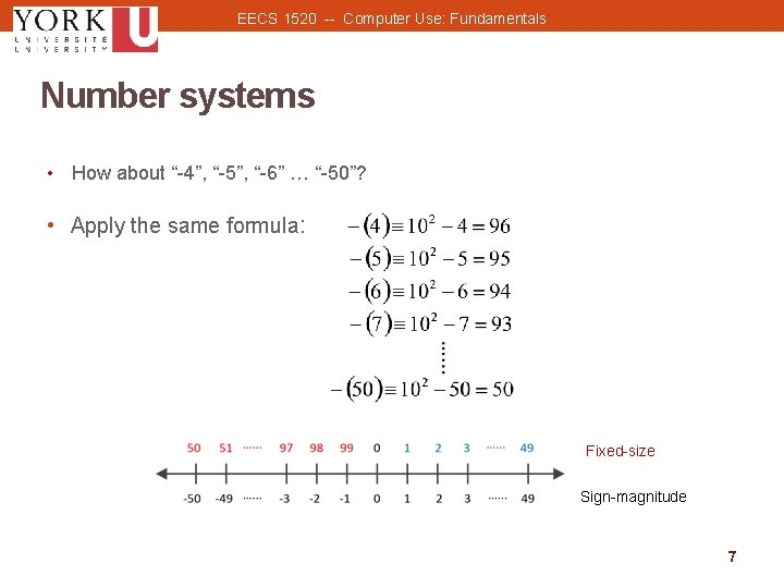 EECS 1520 -- Computer Use: Fundamentals Number systems • How about “-4”, “-5”, “-6”