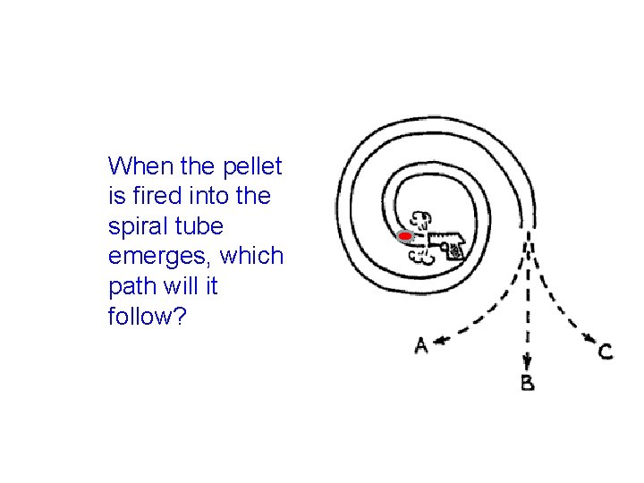 When the pellet is fired into the spiral tube emerges, which path will it