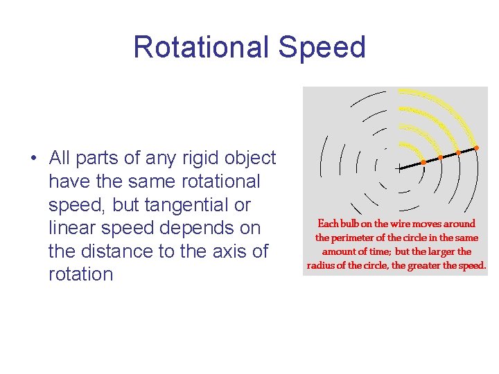 Rotational Speed • All parts of any rigid object have the same rotational speed,