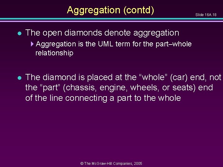Aggregation (contd) l Slide 16 A. 18 The open diamonds denote aggregation 4 Aggregation Aggregation (contd) l Slide 16 A. 18 The open diamonds denote aggregation 4 Aggregation