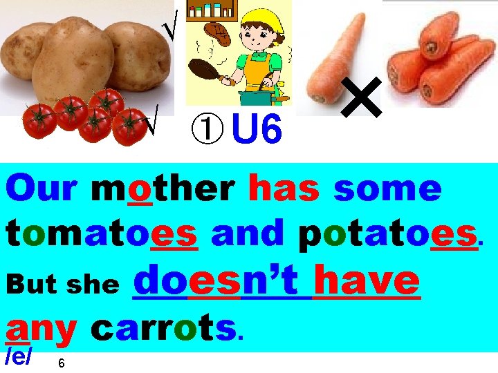 √ √ ① U 6 × Our mother has some tomatoes and potatoes. But