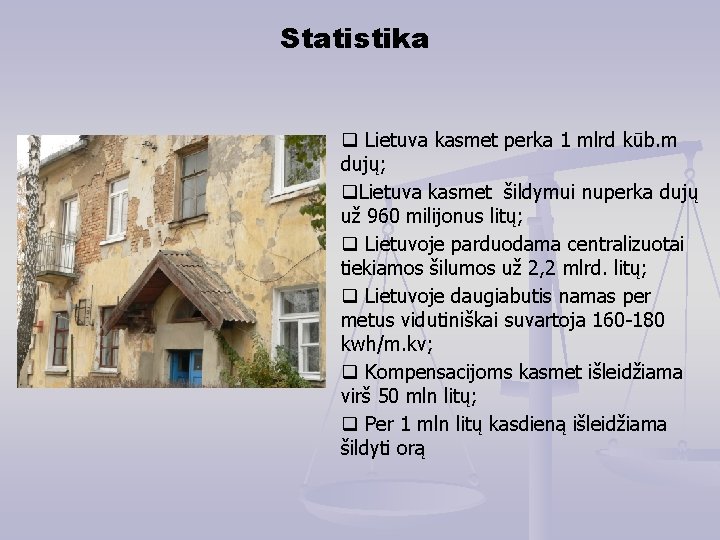 Statistika Lietuva kasmet perka 1 mlrd kūb. m dujų; Lietuva kasmet šildymui nuperka dujų