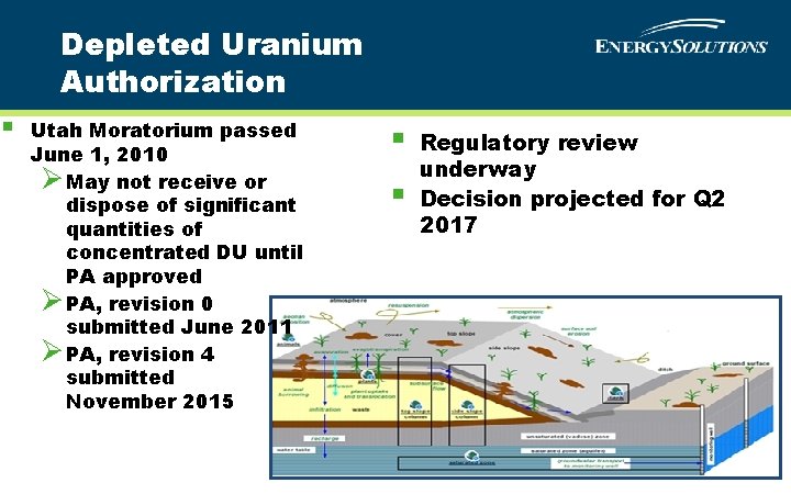 Depleted Uranium Authorization § Utah Moratorium passed June 1, 2010 ØMay not receive or