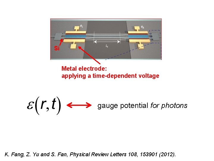 Si Metal electrode: applying a time-dependent voltage gauge potential for photons K. Fang, Z.