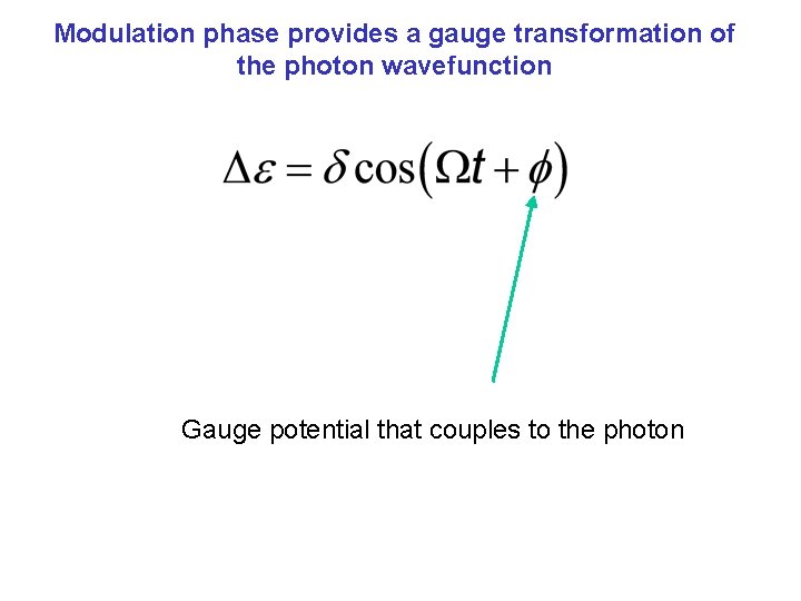 Modulation phase provides a gauge transformation of the photon wavefunction Gauge potential that couples