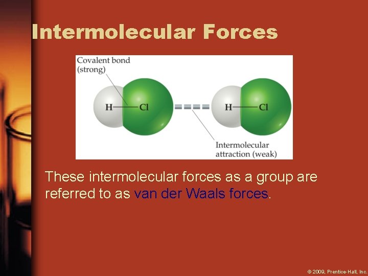 Intermolecular Forces These intermolecular forces as a group are referred to as van der