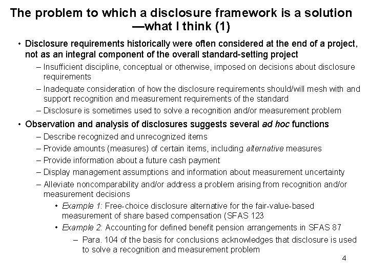 The problem to which a disclosure framework is a solution —what I think (1)