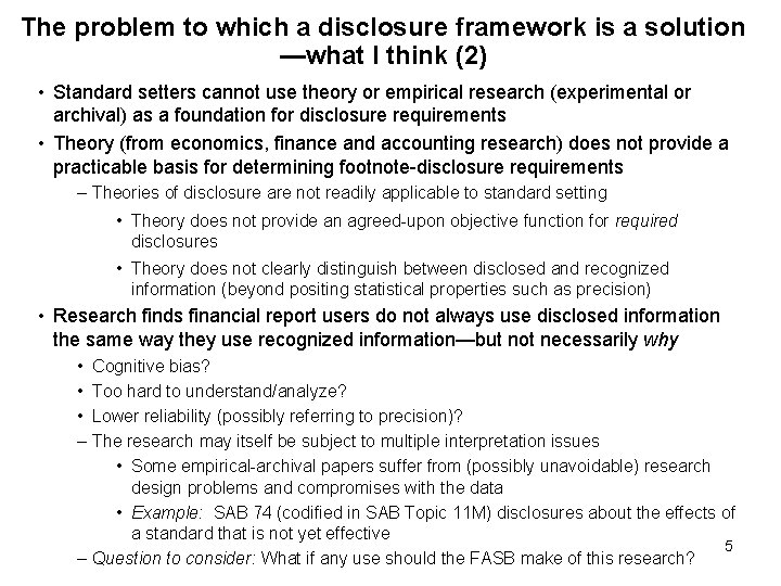 The problem to which a disclosure framework is a solution —what I think (2)