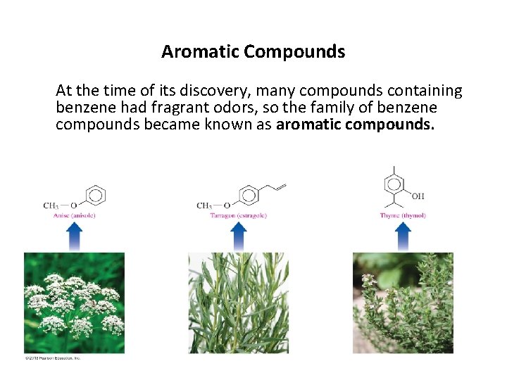 Aromatic Compounds At the time of its discovery, many compounds containing benzene had fragrant