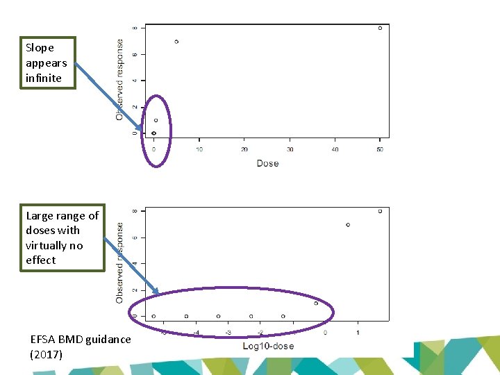 Slope appears infinite Large range of doses with virtually no effect EFSA BMD guidance