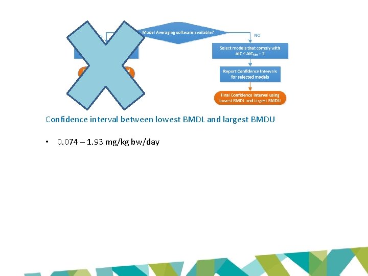 Confidence interval between lowest BMDL and largest BMDU • 0. 074 – 1. 93