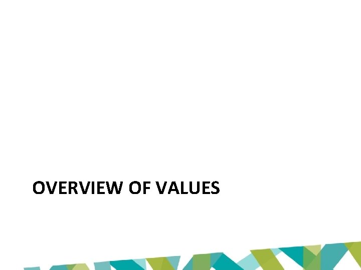 OVERVIEW OF VALUES 