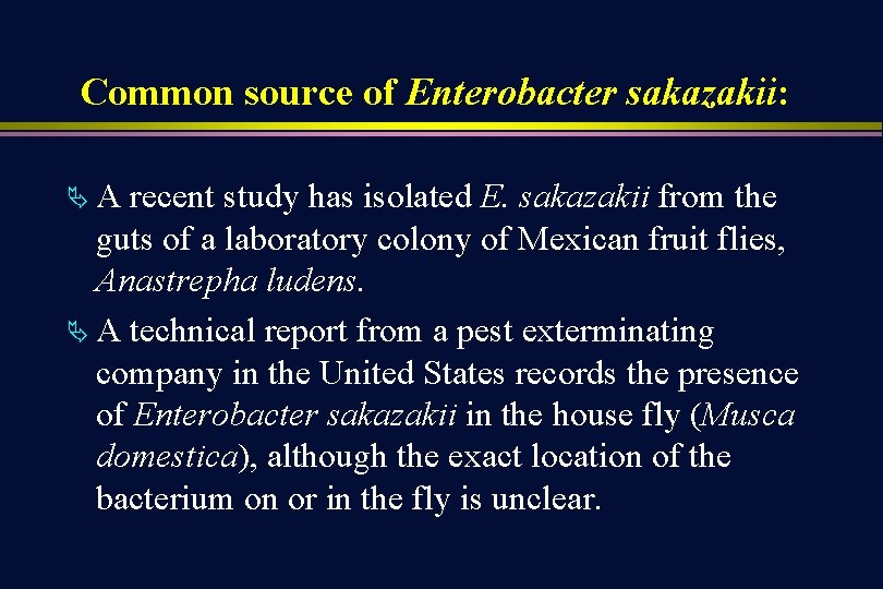 Common source of Enterobacter sakazakii: ÄA recent study has isolated E. sakazakii from the