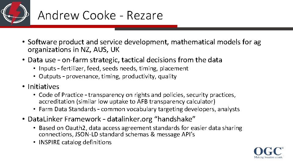 Andrew Cooke - Rezare • Software product and service development, mathematical models for ag Andrew Cooke - Rezare • Software product and service development, mathematical models for ag