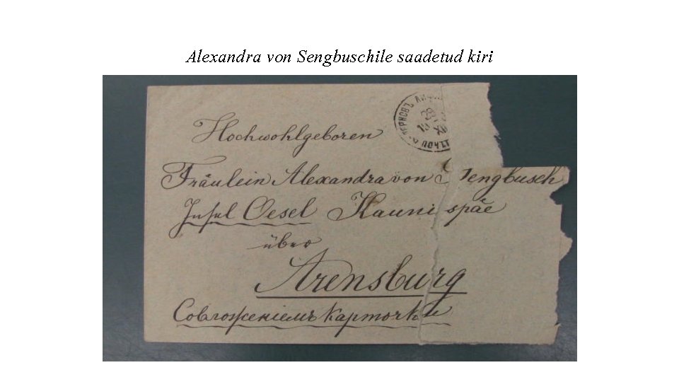 Alexandra von Sengbuschile saadetud kiri 