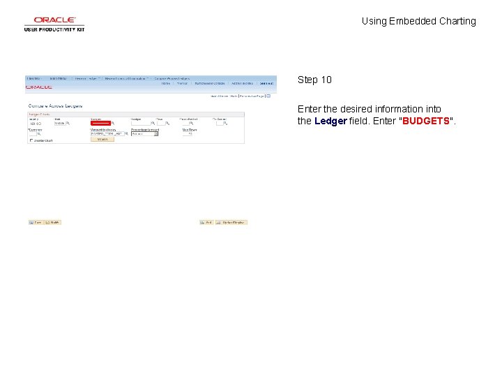 Using Embedded Charting Step 10 Enter the desired information into the Ledger field. Enter