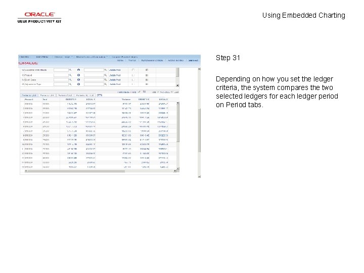Using Embedded Charting Step 31 Depending on how you set the ledger criteria, the