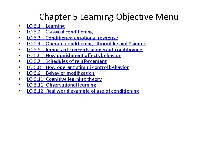 Chapter 5 Learning Objective Menu • • • LO 5. 1 LO 5. 2