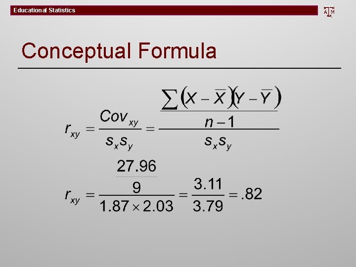 Educational Statistics Conceptual Formula 